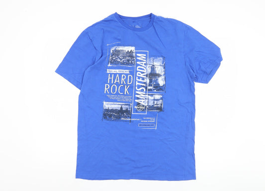 Hard Rock Men Blue Amsterdam Graphic T-Shirt Size L