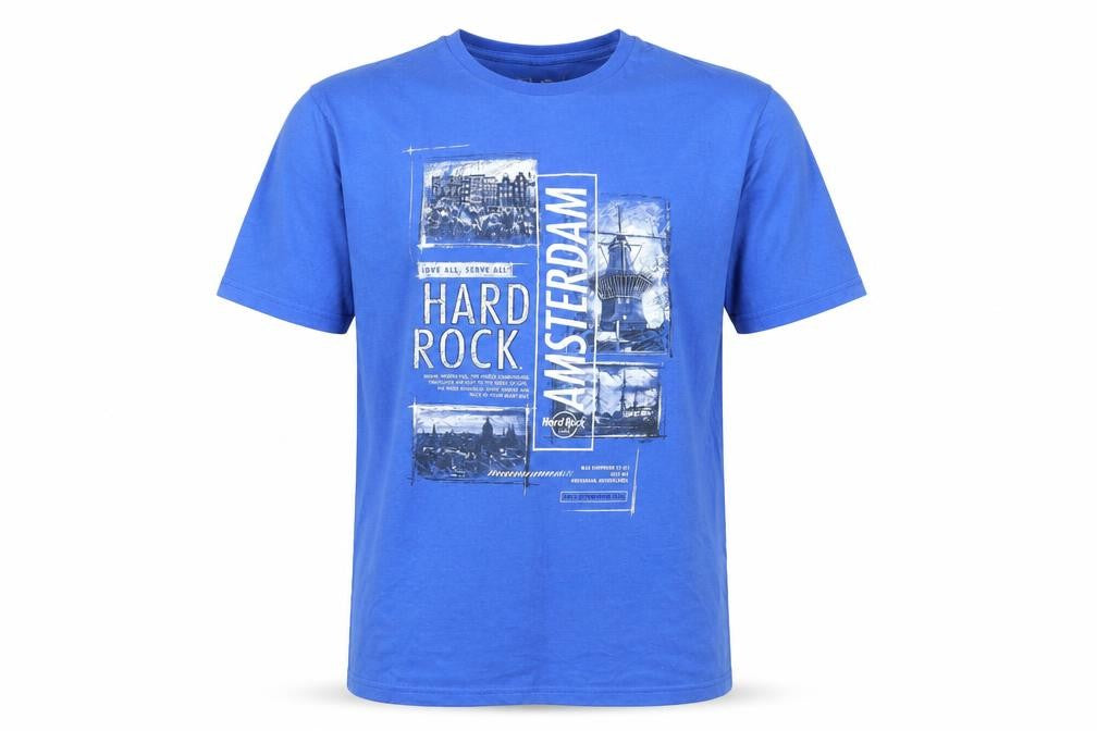 Mens UK Size L Hard Rock Blue  Cotton T-Shirt