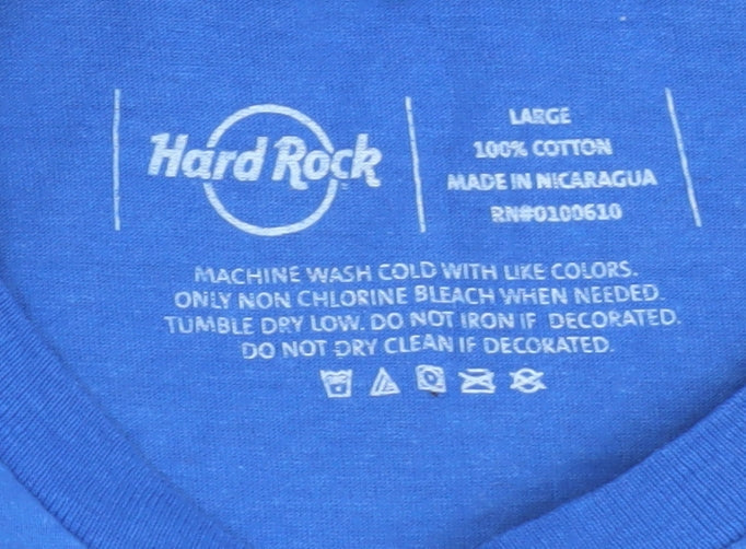 Hard Rock Men Blue Amsterdam Graphic T-Shirt Size L