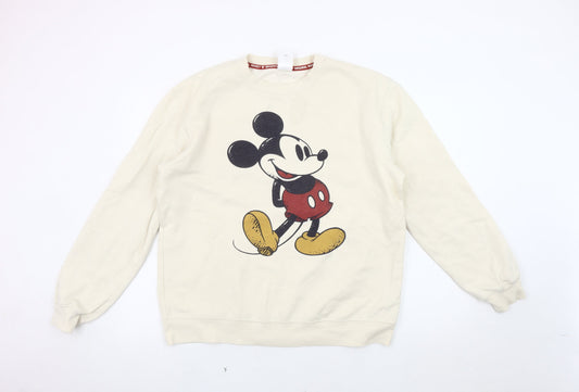 Disney Men's M Mickey Mouse Beige Pullover Sweatshirt