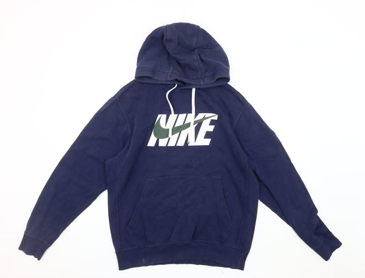 Nike Men's Blue Graphic Logo Pullover Hoodie S