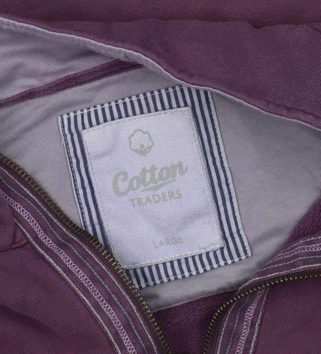 Cotton Traders Purple Unisex 1/4 Zip Sweatshirt L