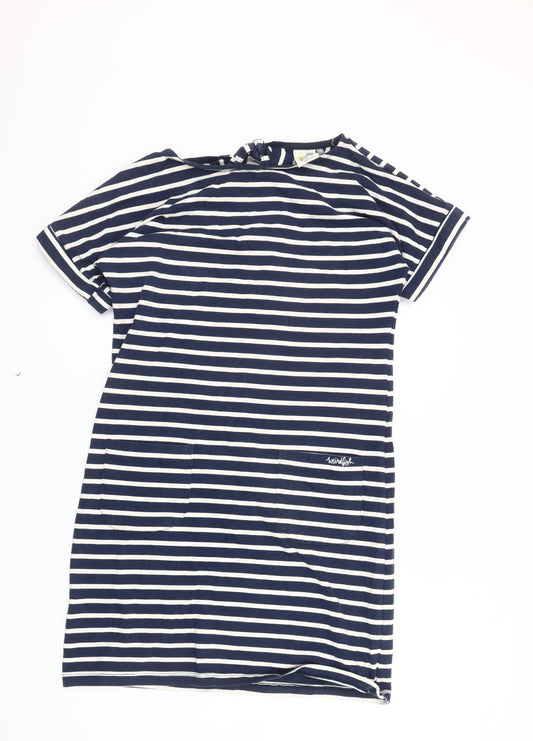Weird Fish Women's Blue Stripe T-Shirt Dress Size 10