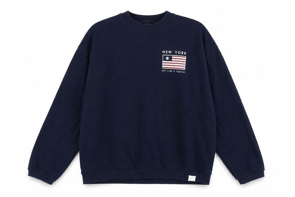 Pull&Bear Womens Blue M Graphic Print Pullover Sweatshirt