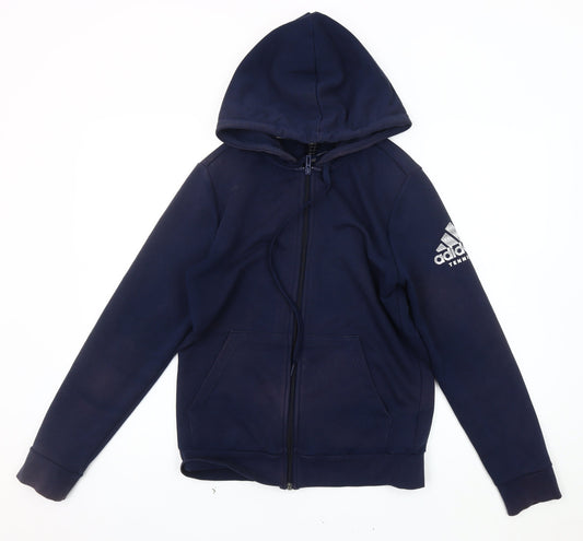 Adidas Unisex Blue Hoodie Jacket M Logo Sports Zip
