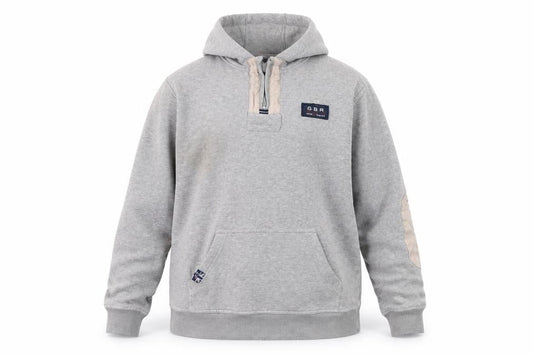 Front view of Crew Clothing Men’s Grey Pullover Hoodie, size S