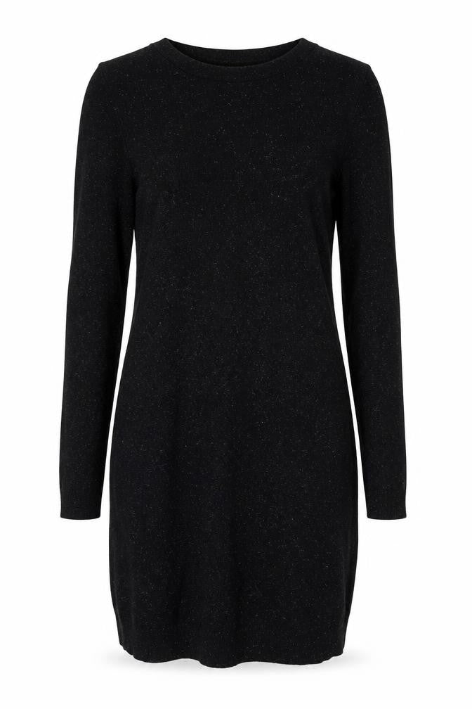 Front view of Whistles Black Knit Dress - UK 8, Long Sleeve, Women