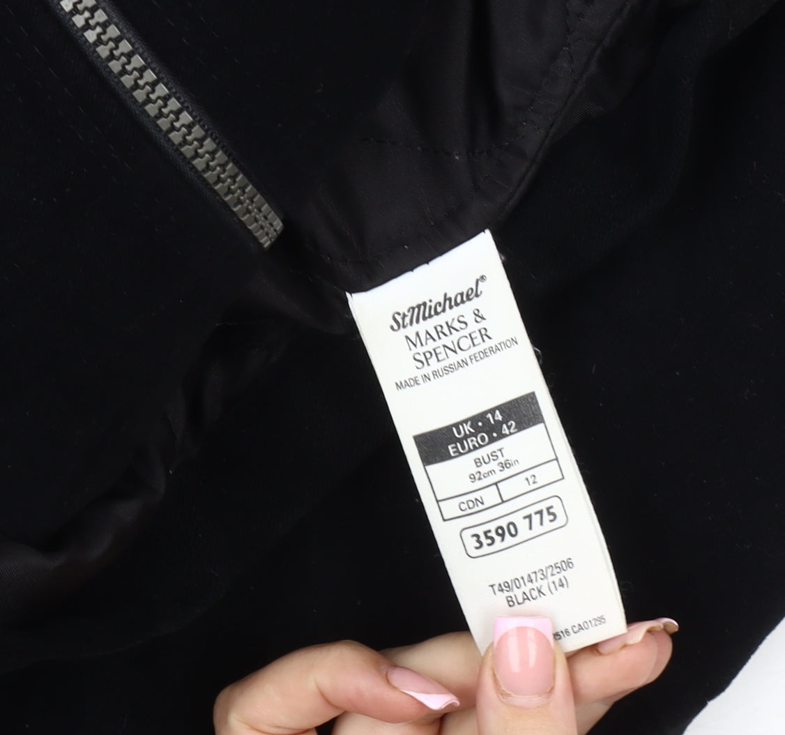 Marks and Spencer Women’s Black Coat Size 14 Zip Toggle
