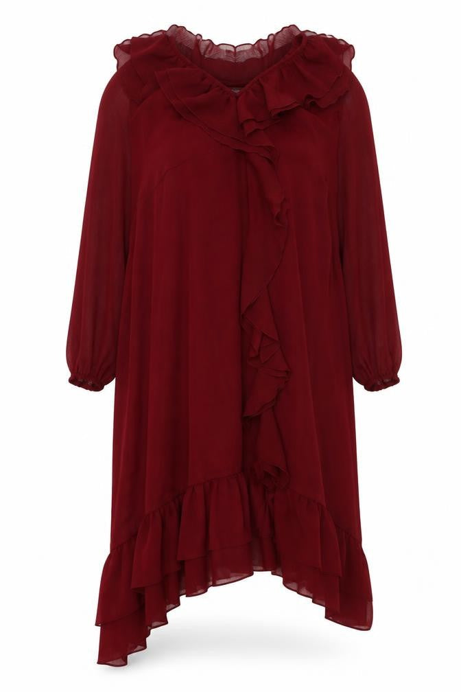 Marks and Spencer Red Ruffle Long Dress - Women Size 8