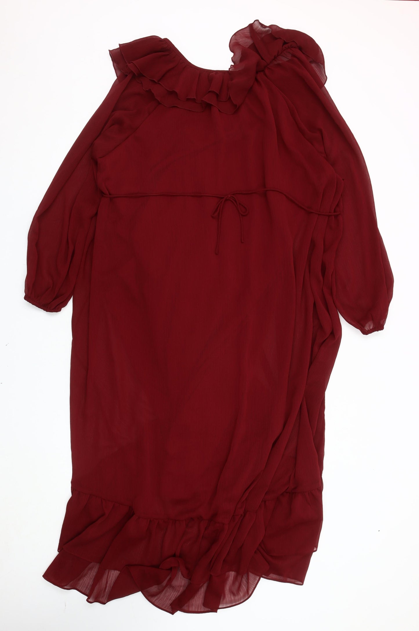Marks and Spencer Red Ruffle Long Dress - Women Size 8