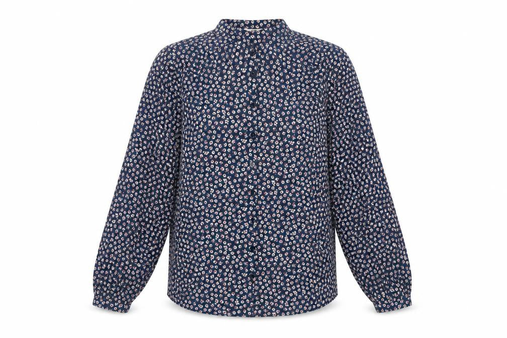 Marks and Spencer Women's Blue Floral Button-Up Shirt