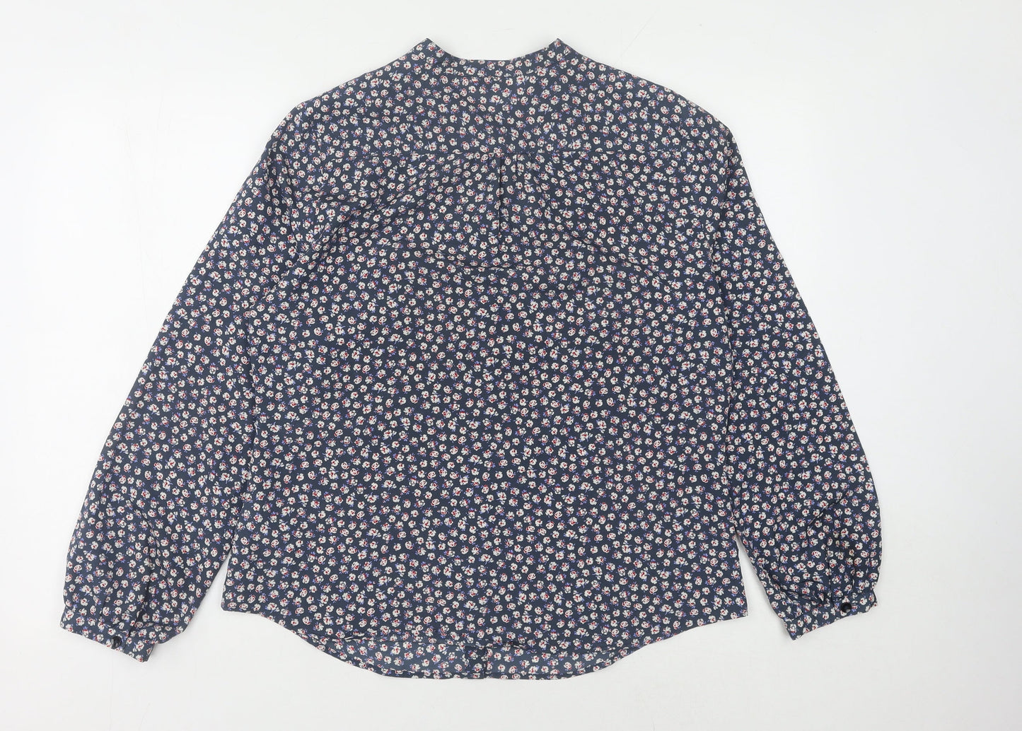 Marks and Spencer Women's Blue Floral Button-Up Shirt