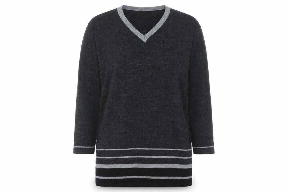 Front view of C&A Women's Grey V-Neck jumper, size 14