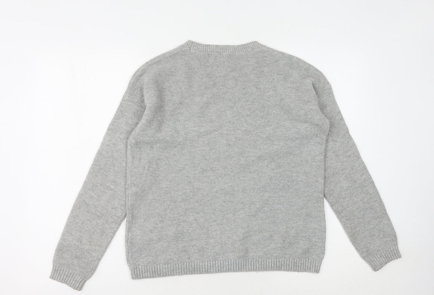 John Lewis Women's Grey Striped Pullover Jumper Size 8
