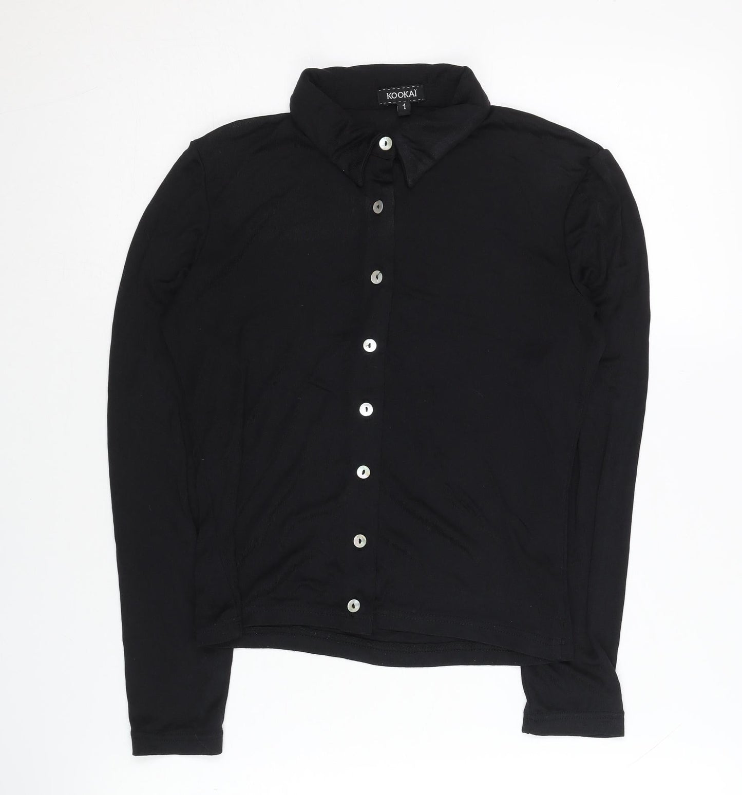 KOOKAÏ Women's Black Button-Up Shirt Size 8