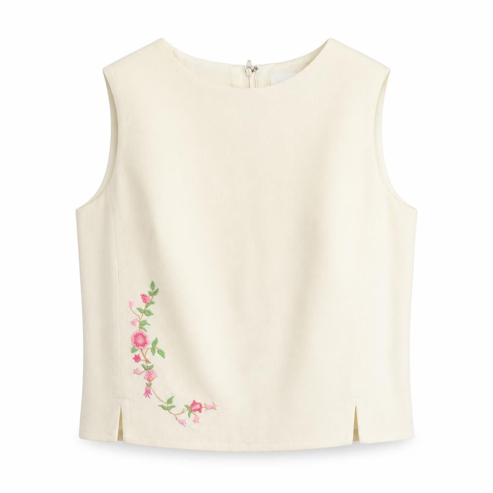 Next Women Ivory Embroidered Sleeveless Blouse UK 10
