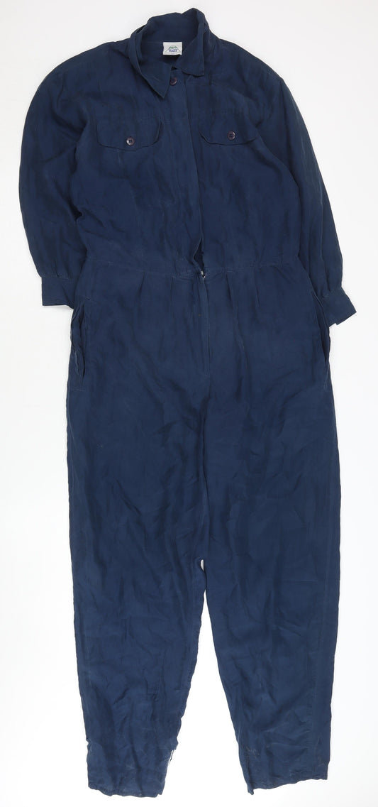 New Fast Women's Blue Silk Coverall Jumpsuit Size 8