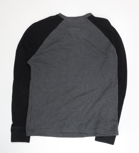 Superdry Men’s Black Grey Henley L Sweatshirt