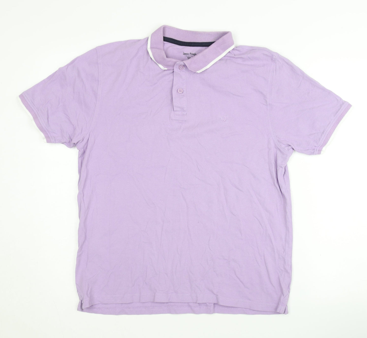 James Pringle Men's Purple Polo Shirt Medium