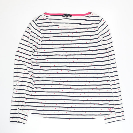 Crew Clothing Women's White Striped Long Sleeve Top Size 14