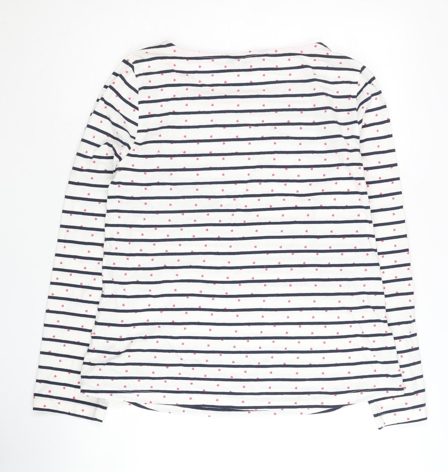 Crew Clothing Women's White Striped Long Sleeve Top Size 14