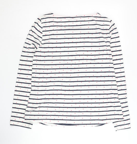 Crew Clothing Women's White Striped Long Sleeve Top Size 14
