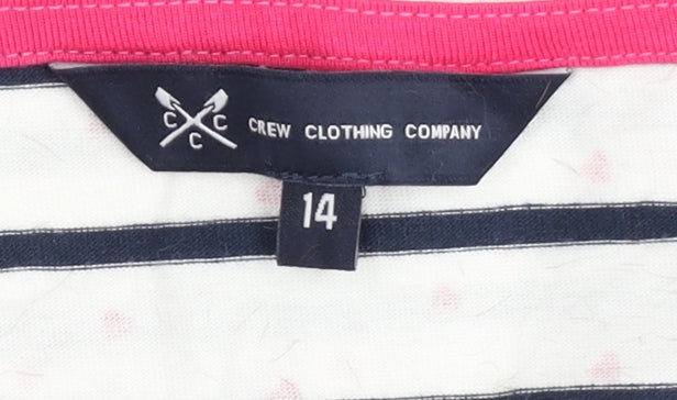 Crew Clothing Women's White Striped Long Sleeve Top Size 14