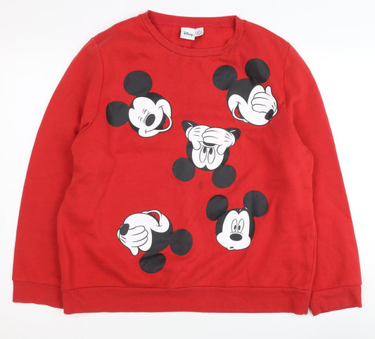 Disney Red Mickey Mouse Sweatshirt Unisex L
