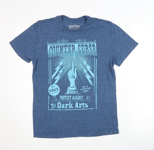 Harry Potter Men's Blue Graphic T-Shirt, Size S