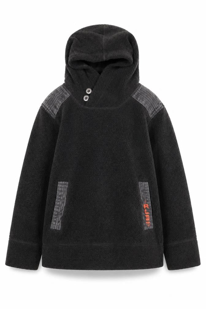 Front view of RJR.John Rocha boys’ black pullover hoodie, size S, - fleece