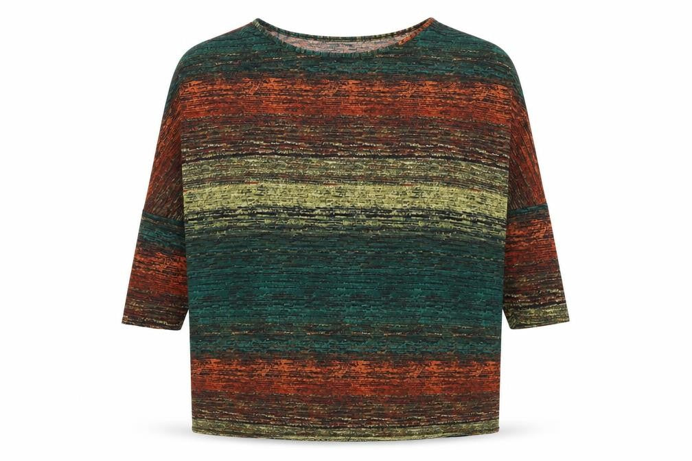 Front view of Saloos Women's Multicoloured 3/4 Sleeve Top