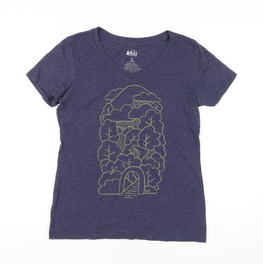REI Women's Blue Graphic V-Neck T-Shirt - Size S