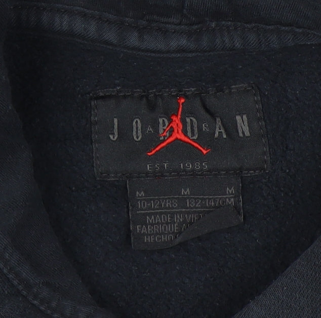 Jordan Boys Black Hoodie, Size M, Cotton Blend