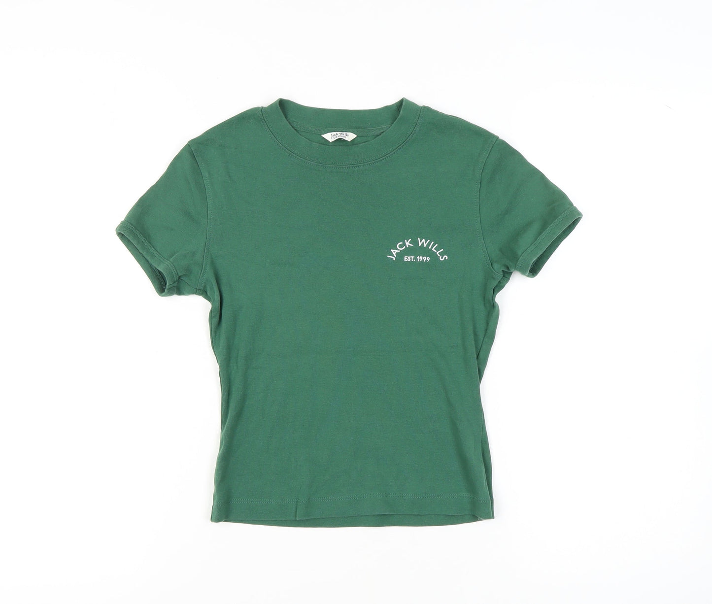 Jack Wills Women's Green Slim Fit T-Shirt Size 10