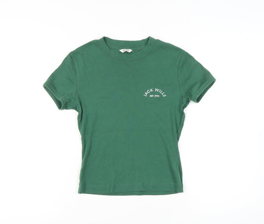 Jack Wills Women's Green Slim Fit T-Shirt Size 10