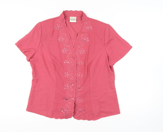 Eastex Women's Pink Embroidered Blouse, Size 12