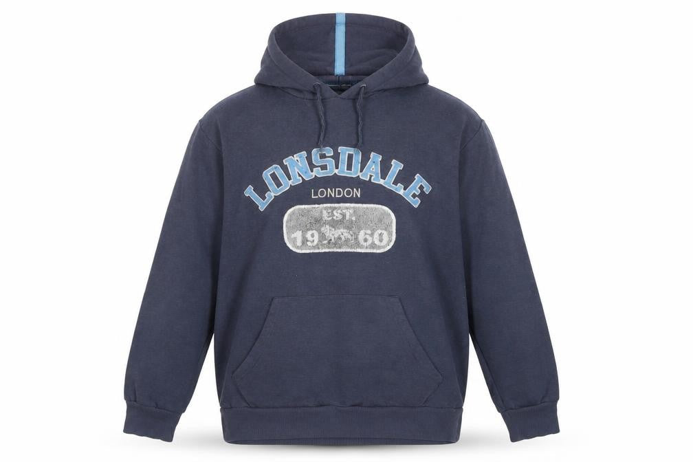 Mens UK S Regular Lonsdale Blue Pullover Hoodie