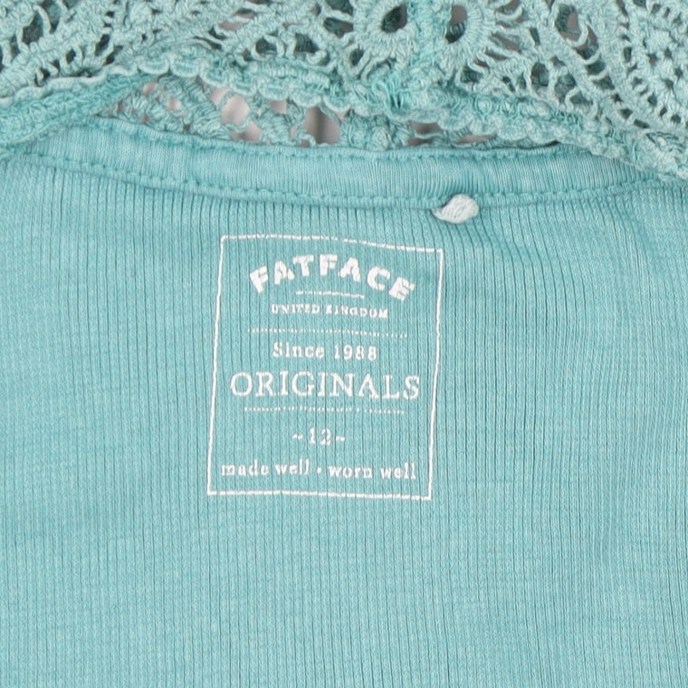 FatFace Women's Green Crochet Tank, Size 12