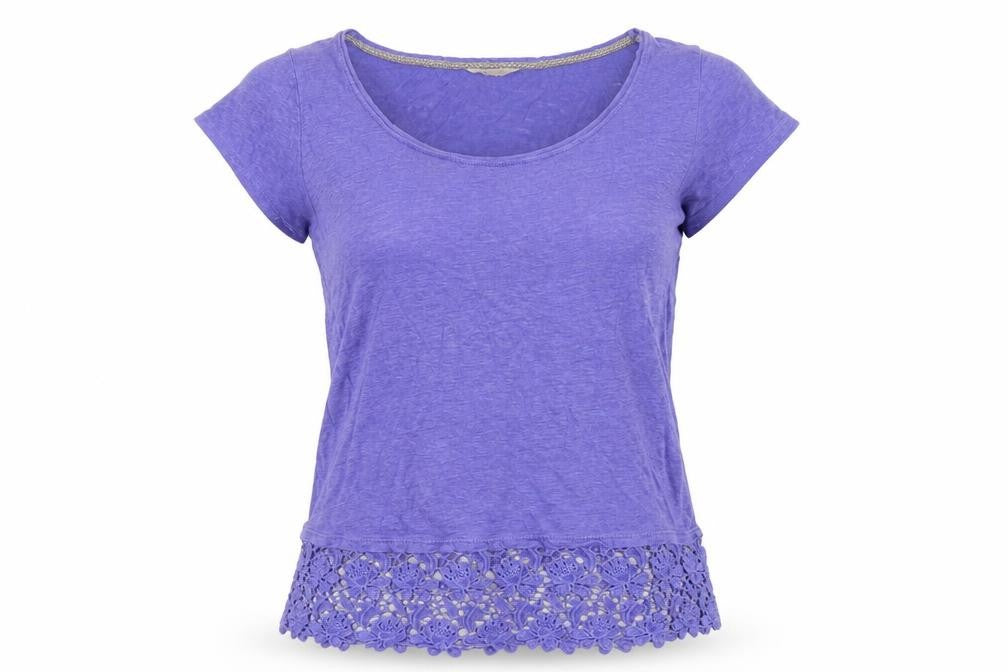 Womens UK Size 10 White Stuff Purple Linen Blend T-Shirt