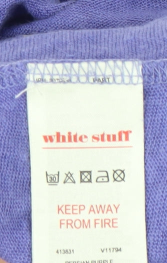 White Stuff Women's Purple Crochet Trim T-Shirt Size 10
