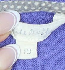 White Stuff Women's Purple Crochet Trim T-Shirt Size 10