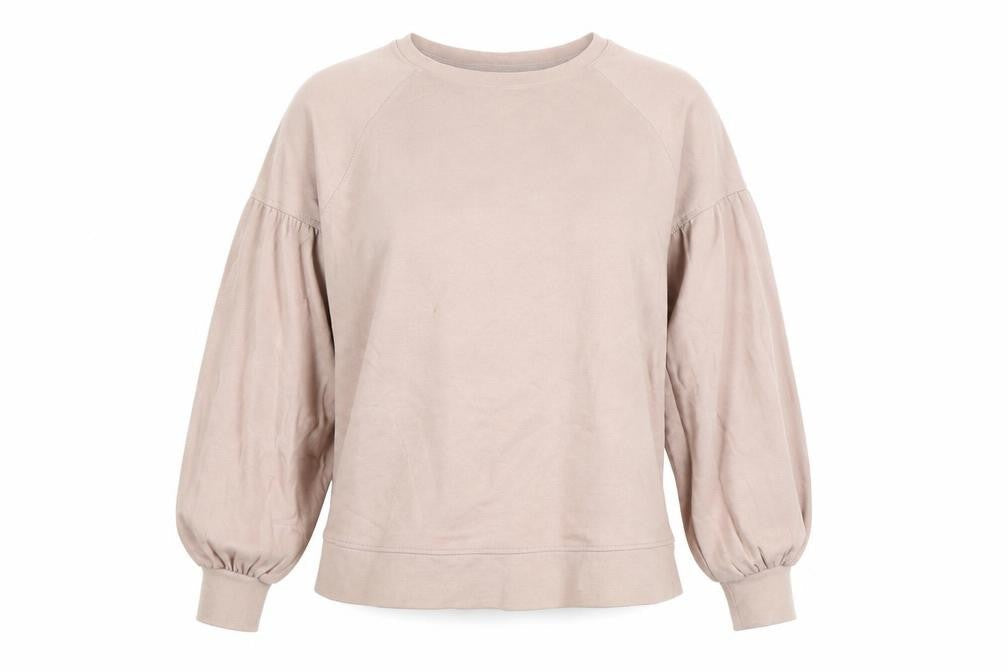 Front view of AND/OR Women's Beige Pullover Sweatshirt, size 8