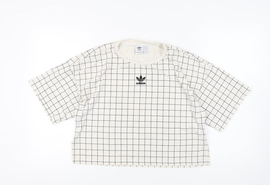 Adidas Women's White Check T-Shirt Size 6
