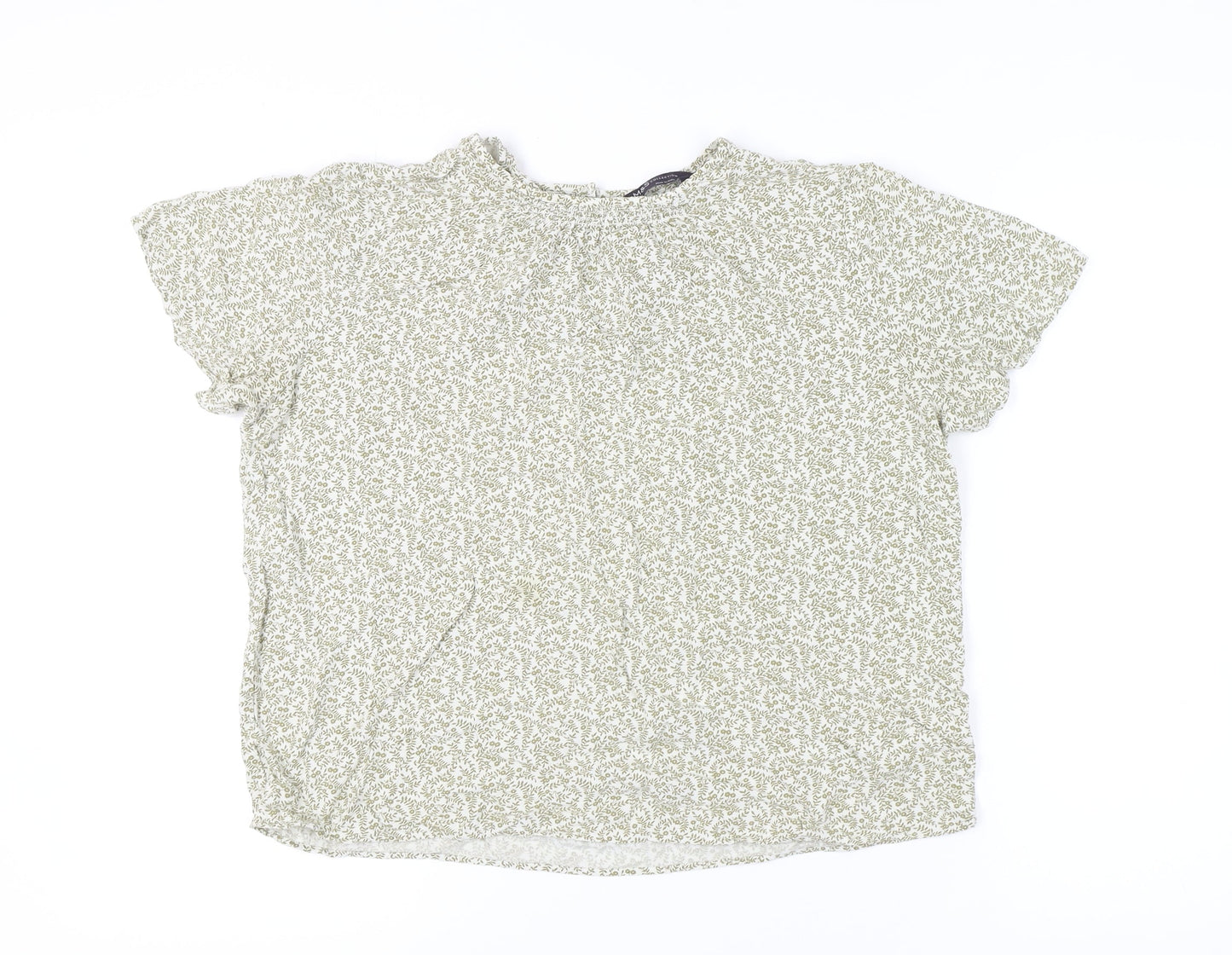 Marks and Spencer Women's Green Floral Top Size 14