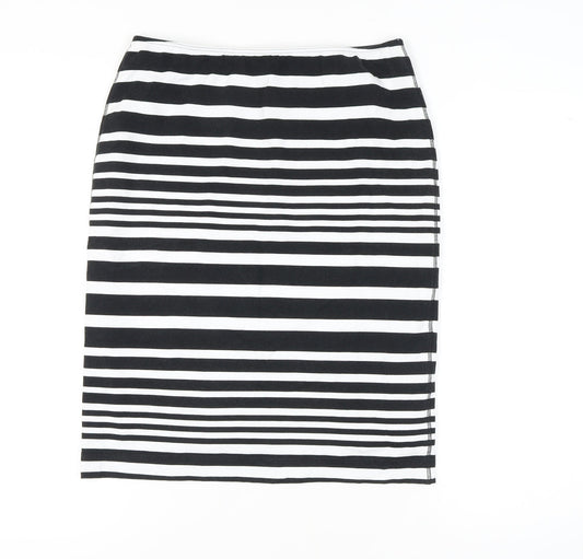 Sommer Mann Women's Black and White Striped Midi Skirt