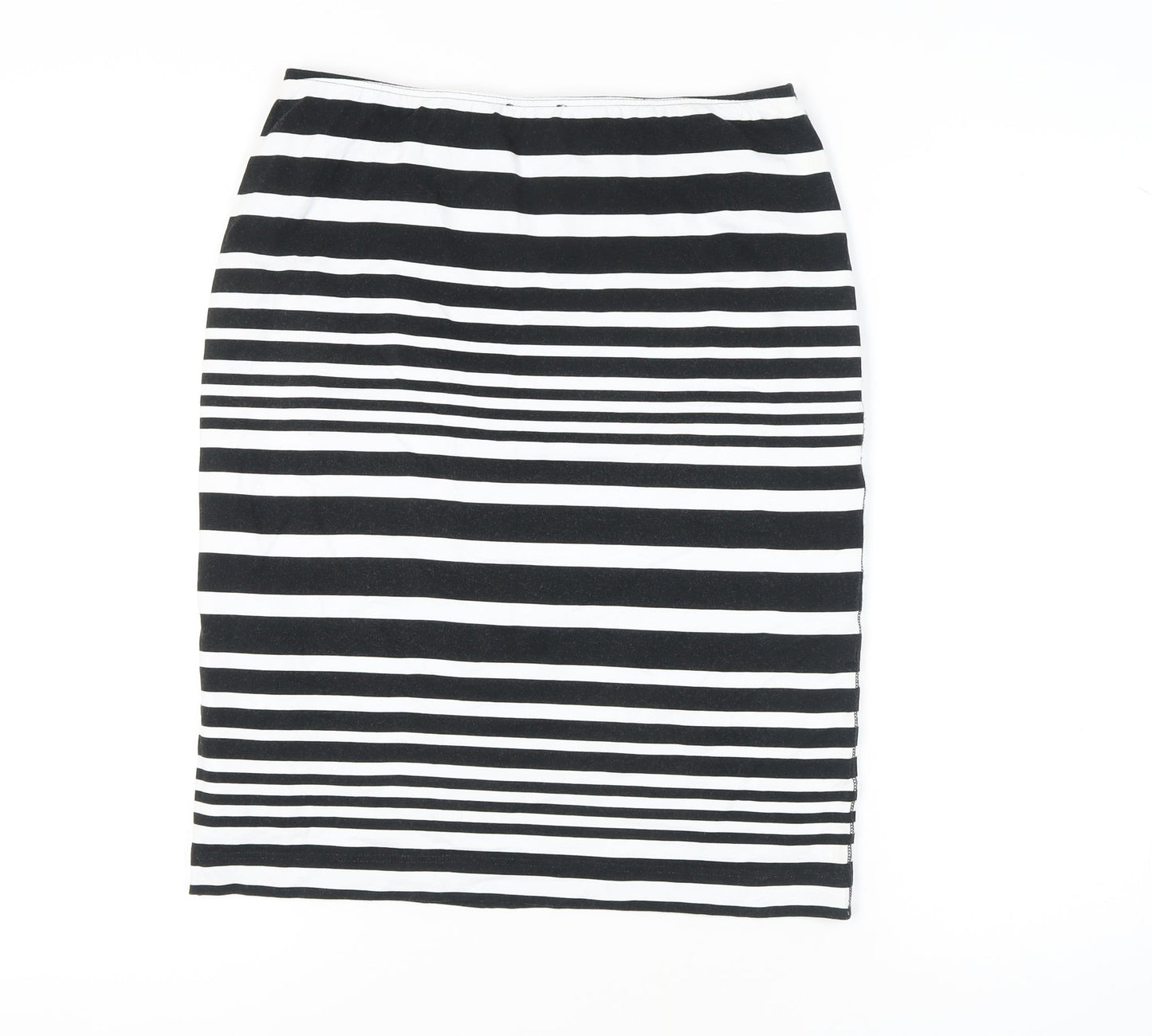 Sommer Mann Women's Black and White Striped Midi Skirt