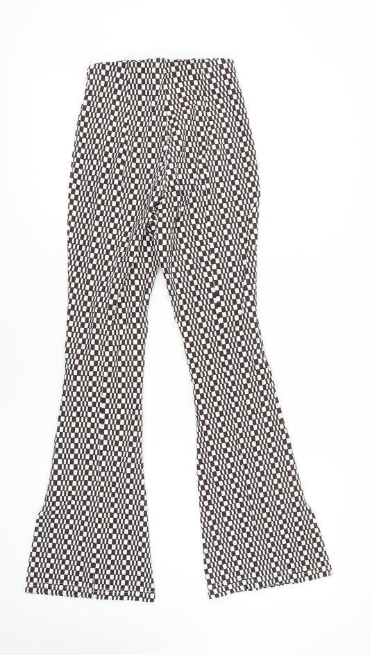 Topshop Women's Multicoloured Flared Trousers Size 6