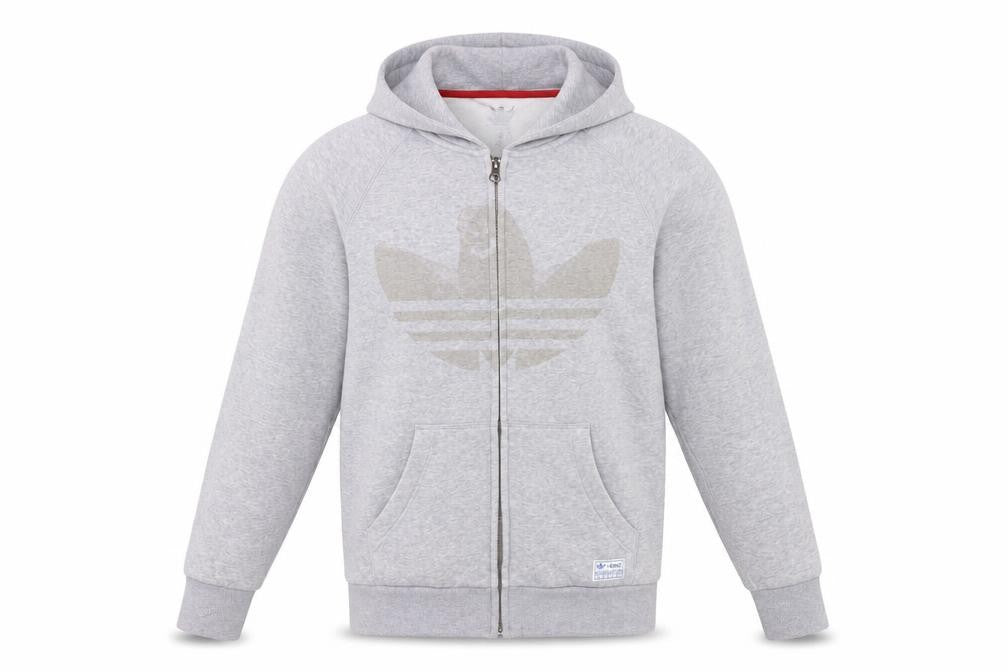 Mens UK S Regular adidas Grey Full Zip Hoodie
