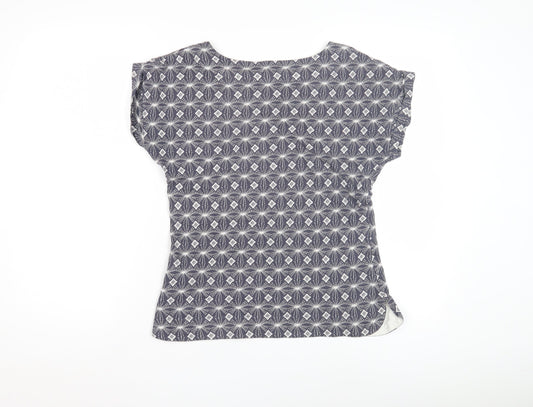 Weird Fish Women's Blue Geometric T-Shirt Size 8