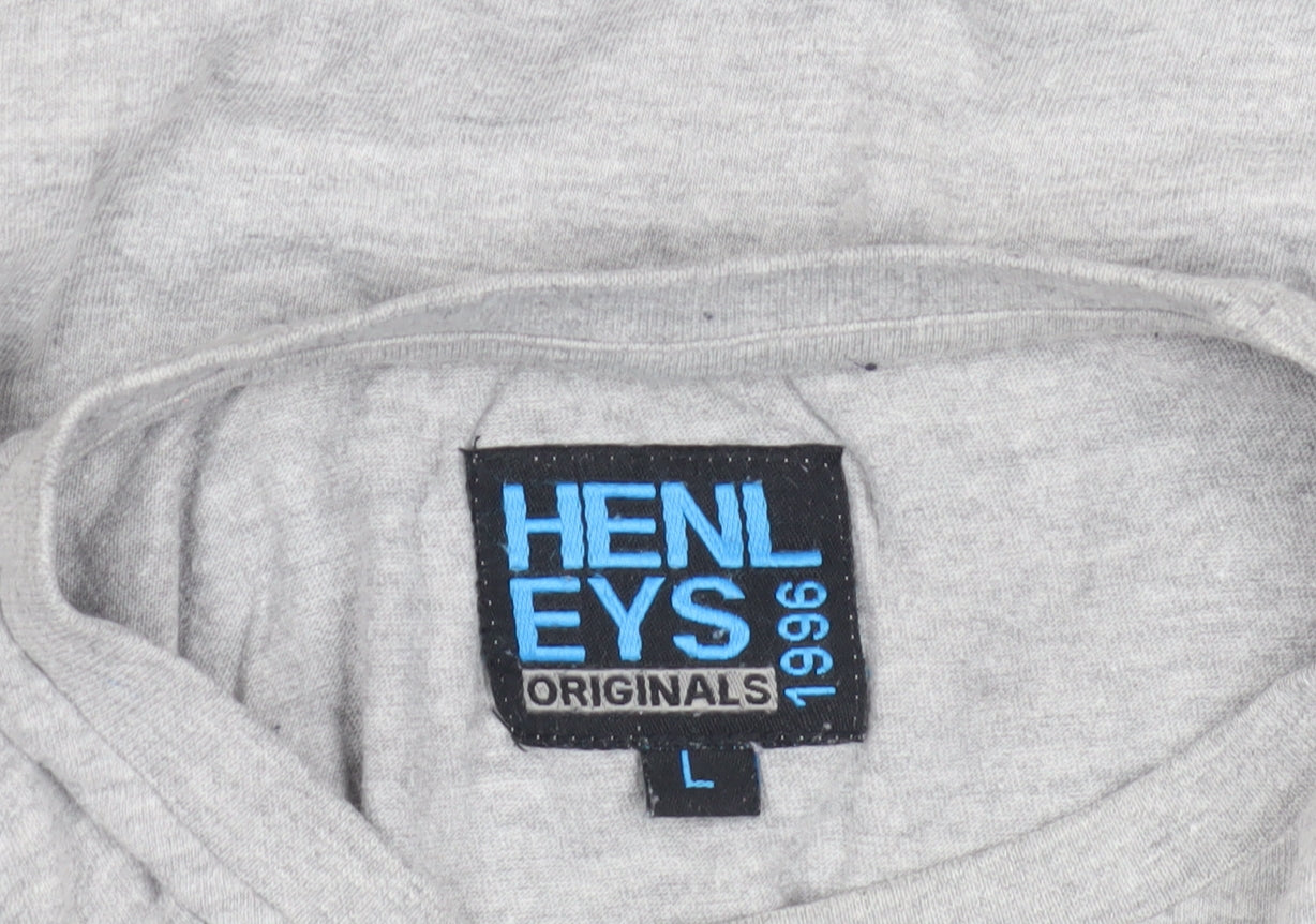 Henleys Men's Grey Graphic Print T-Shirt, Size L